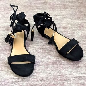 Merona sandals  lace up tassels black suede